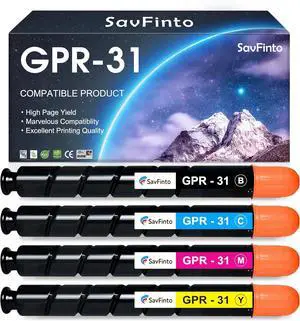 Ennovor GPR-31 GPR31 Toner Cartridge Replacement for Canon ImageRunner Advance C5030 C5030i C5035 C5035i C5235 C5235i C5240 C5240i C5240A C5235A C5255 NPG-46 XV29 Printer (BCMY, 4-Pack)