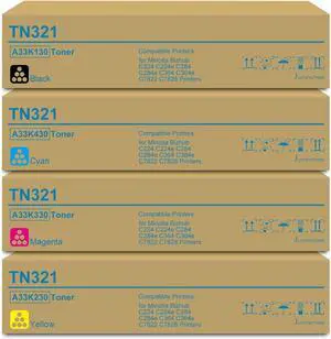 Ennovor TN-321 TN321 Toner Cartridge Replacement for Konica Minolta TN321K TN321C TN321M TN321Y Toner Cartridge for Bizhub C224e C364e C284e C224 C284 C364 Printer (Black Cyan Magenta Yellow)