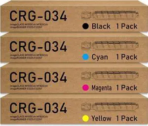 Remanufactured CRG034 CRG-034 Toner Cartridge Replacement for Canon 9454B001 9453B001 9452B001 9451B001 for imageCLASS MF810Cdn MF820Cdn imageRUNNER C1225 C1225iF Printer (BK/C/M/Y)