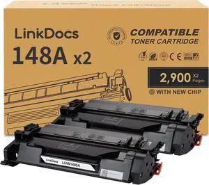 LinkDocs 148A Toner Cartridge Compatible for HP 148A W1480A 148X W1480X Toner Cartridge for HP Printer Laserjet Pro MFP 4101fdn 4101fdw 4001n 4001dn 4001dw(Black,2 Pack)