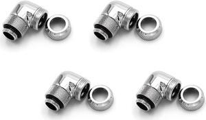 Barrow G1/4" to 12mm Multi-Link Fitting, 90° Rotary (for Use with Barrow Rigid Tubing Only), Silver Shiny, 4-Pack