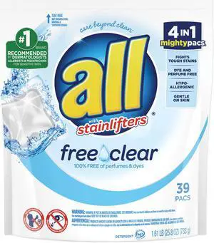 Mighty Pacs Free and Clear Super Concentrated Laundry Detergent, 39/Pack 73978EA