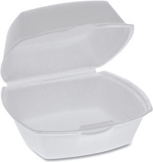 Pactiv Foam Hinged Lid Containers, Single Tab Lock, 5.13 x 5.13 x 2.5, WE