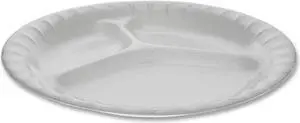 Pactiv Foam Dinnerware 3-Compartment Plate 8.88 Diam 0TK100110000