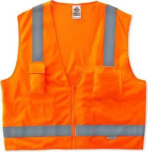 Ergodyne GloWear 8250Z Class 2 Hi-Visibility Surveyors Vest Orange 2XL/3XL 21417