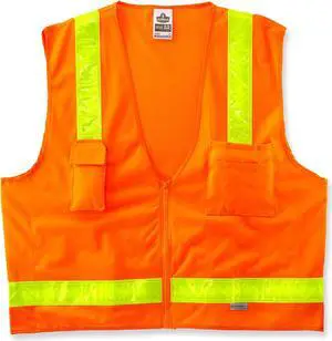 Ergodyne GloWear 8250ZHG Class 2 Hi-Gloss Surveyors Vest Orange 4XL/5XL 21439