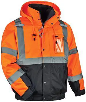 Ergodyne 25585 GloWear 8381 Class 3 Hi-Vis 4-in-1 Quilted Bomber Jacket - Orange - X-Large