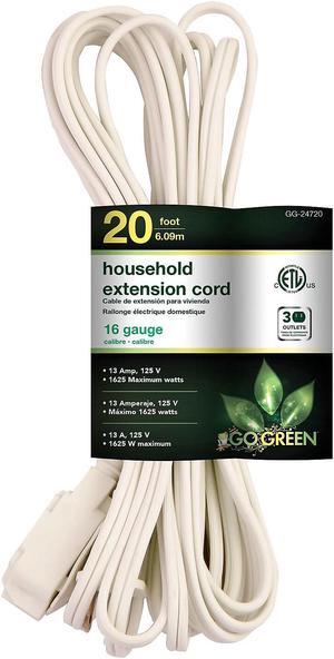 Go Green Power Power 16/2 20' Household Extension Cord White 3/Pack GG-24720-3 Go Green Power Power 16/2 20' Household Extension Cord White 3/Pack GG-24720-3