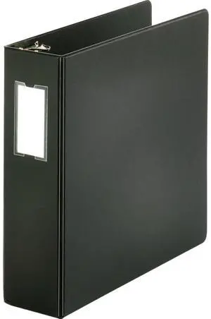 Business Source Round Ring Binder w/Label Holder 3" Cap. 11"x8-1/2" BK 28562