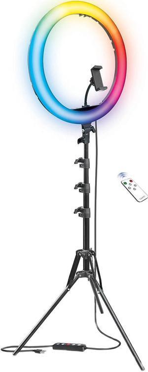 Bower 16"" RGB Selfie Ring Light Studio Kit with Wireless Remote Control &