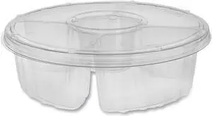 Pactiv Corporation Pactiv Evergreen Dip Cup Platter 4-Compartment 64 oz. 10""