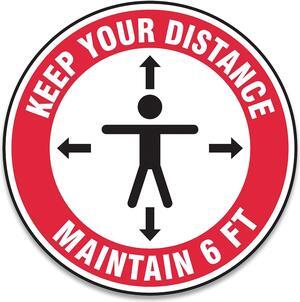 Alpine Accuform Slip-Gard Social Distance Floor Signs 17"" Circle ""Keep Your