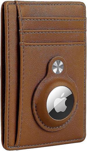 SaharaCase Slim Genuine Leather Wallet Case for Apple AirTag Brown (AT00035)