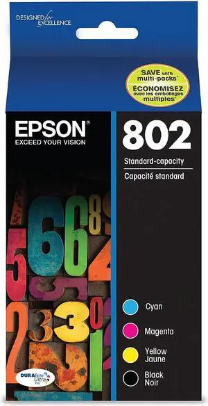 Epson 802 Black/Color Ink Cartridges Standard 4/Pack (T802120-BCS) 2629063