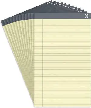 TRU RED Notepads 8.5" x 14" Wide Ruled Canary 50 Sheets/Pad 12 Pads/Pack TR57371