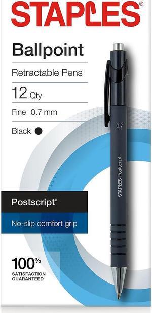 Staples 808009 PostscriptRetractable Ballpoint Pens Fine Point Blue Dozen