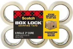 Scotch Box Lock Shipping Packing Tape 1.88 in x 54.6 yds. Clear 6/Pack (3950-6) 39506