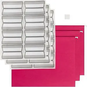 Smead Protab 10% Recycled Hanging File Folder 3-Tab Letter Size Red 20/Box (64197)