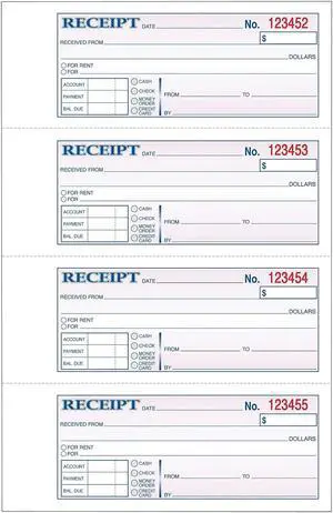 Adams 3-Part Carbonless Receipt Book 10.88" x 7.63" 100 Sets/Book (TC1182)