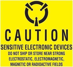 Tape Logic Labels- "Sensitive Electronic Devices" 2" x 2" Fluorescent Yellow 500/Roll (DL1371)