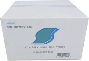 GEN Jumbo Bath Tissue 2-Ply White 9 in Diameter 12/Carton JRT2PLY1000