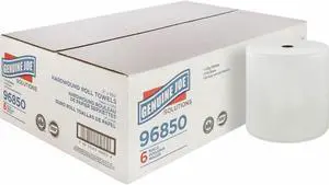 Genuine Joe Hard Wound Roll Towel 1-Ply 7"x850' 6RL/CT White 96850