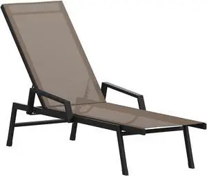 Flash Furniture Brazos Adjustable Chaise Lounge Chair with Arms Brown/Black (JJLC323BKBR)