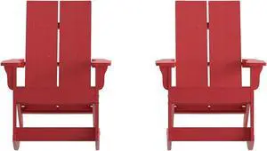 Flash Furniture Finn Dual Slat Back Adirondack Rocking Chair Red 2/Pack (JJC14709RED2)