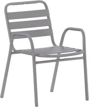 Flash Furniture Lila Indoor-Outdoor Restaurant Stack Chair Silver (TLH018C)