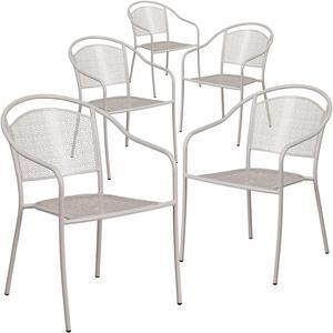 Flash Furniture Patio Arm Chair with Round Back Light Gray 5 Pack (5CO3SIL)