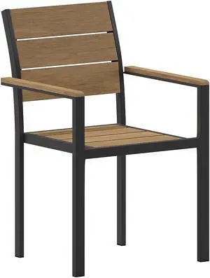 Flash Furniture Finch Commercial Grade Patio Chair Natural/Gray (SBCA108WANAT)