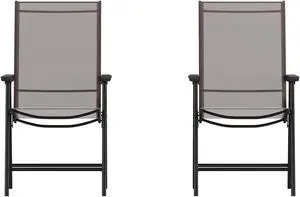 Flash Furniture Paladin Outdoor Folding Patio Sling Chair Brown 2/Pack (2TLHSC044BR)
