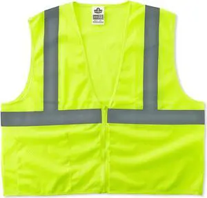 Ergodyne GloWear 8210Z High Visibility Sleeveless Safety Vest ANSI Class R2 L/XL Lime (21055)