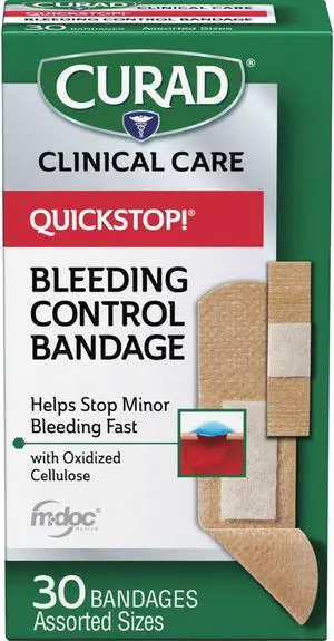 Curad QuickStop Flex Fabric Bandages Assorted 30/Box CUR5245