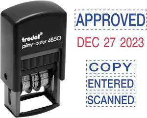 Trodat Economy 5-in-1 Micro Date Stamp Self-Inking 3/4 x 1 Blue/Red E4853L