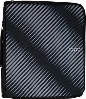 Five Star 2-Inch Round Ring Zipper Binder Black 72536