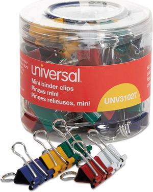 Universal UNV31027 Binder Clips in Dispenser Tub Mini Assorted Colors 60Pack