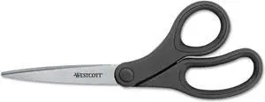 Westcott KleenEarth Basic Plastic Handle Scissors 7" Long Pointed Black 15582