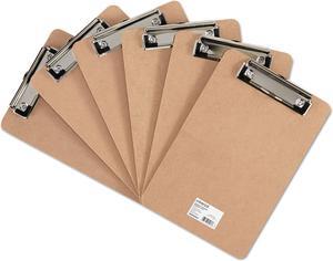 Universal UNV05561 Hardboard Clipboard with Low-Profile Clip, 1/2" Capacity, 6 x 9, Brown, 6/Pk
