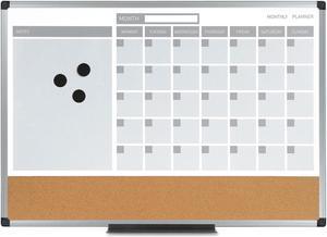 MasterVision 3-in-1 Calendar Planner Dry Erase Board 36 x 24 Silver Frame MB0707186P