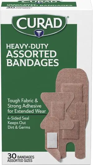 Medline Extreme Hold Bandages Assorted Sizes 30/BX Tan CUR14924RB