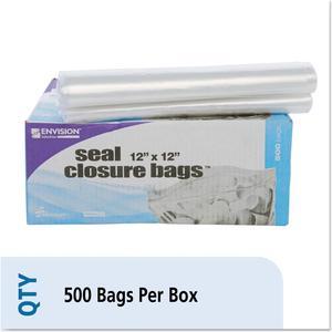 Stout Envision Zipper Seal Closure Bags Clear 12 x 12 500/Carton ZF008C