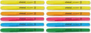 Universal Pocket Clip Highlighter Chisel Tip Assorted Colors 12/Set 08857
