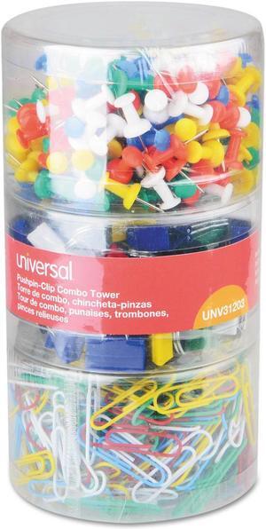 UNIVERSAL Combo Clip Pack Assorted Binder Clips/Paper Clips/Push Pins 31203
