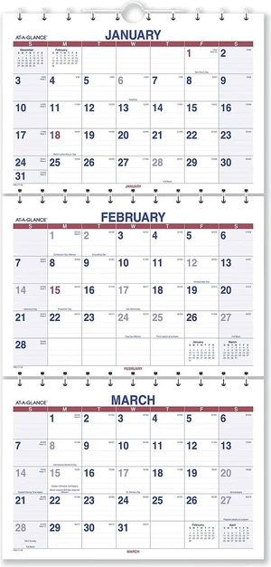 2022-2024 AT-A-GLANCE 12 x 27 15-Month (Dec to Feb) Move-A-Page Three-Month Wall Calendar White/Red/Blue Sheets PMLF1128 2022-2024 AT-A-GLANCE 12 x 27 15-Month (Dec to Feb) Move-A-Page Three-Month Wall Calendar White/Red/Blue Sheets PMLF1128
