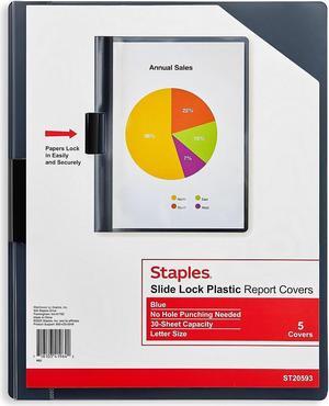 Staples Slide Locking Report Covers Letter Blue 5/Pack (20593) 919873