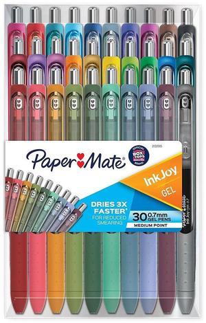 Paper Mate InkJoy Retractable Gel Pen Medium Point 0.7mm Assorted Ink 30/Pack (2132015)