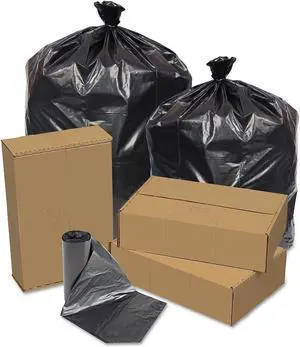 Pitt Plastics Eco Strong Can Liners 45 gal 1.5 mil 40 x 46 Black 100/Carton