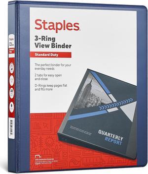 Staples Standard 1" 3-Ring View Binder Blue (26433-CC) 82638 Staples Standard 1" 3-Ring View Binder Blue (26433-CC) 82638