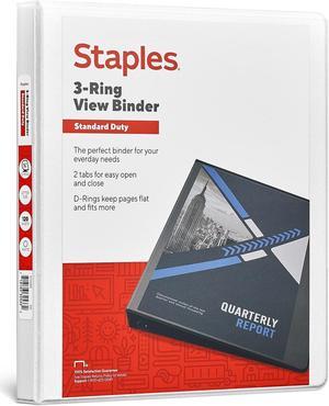 Staples Standard 1/2" 3-Ring View Binder White (26426-CC) 82618 Staples Standard 1/2" 3-Ring View Binder White (26426-CC) 82618